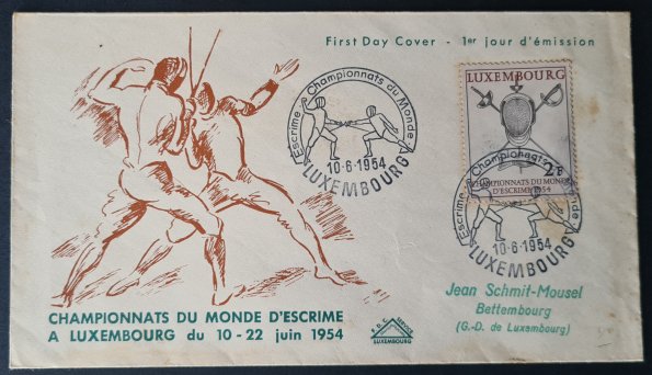 Luxemburgoo_1954_Campeonato_Mundial_de_Esgrima_Postal